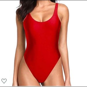 Women's High Cut Low Back One Piece bathing suits